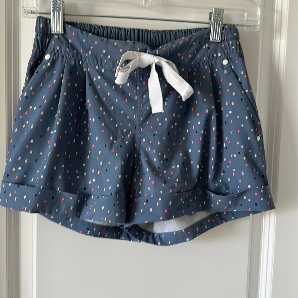 lululemon athletica Navy Athletic Shorts with Pink and Cream Dot Print